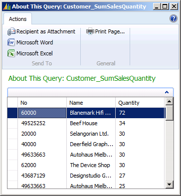 Result of a query that filters on a field